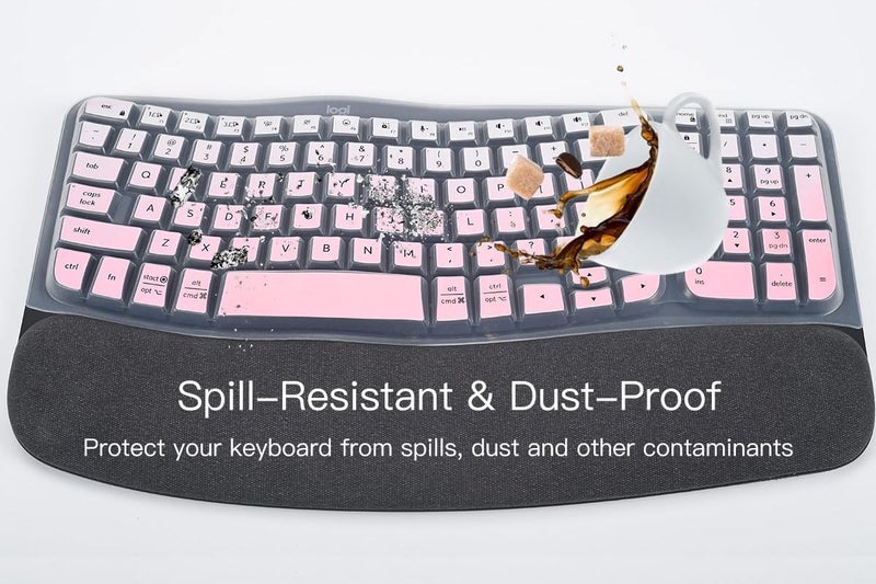 imComor Keyboard Cover Skin for Logitech Wave Keys MK670 Combo Keyboard Skin, Logitech Wave Keys Wireless Ergonomic Keyboard Cover Protector Skin, Logitech Wave Keys MK670 Accessories, Ombre Pink - Image 5